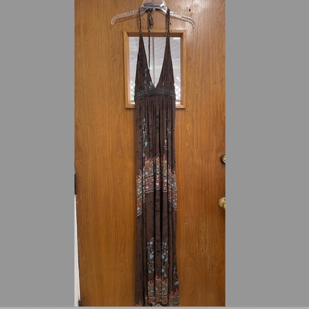 SKY Brand Maxi Dress Leather Belt Halter